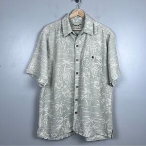 Paradise Coves Men's Silk & Linen Blend Tropical Hawaiian Shirt Size M; Beach